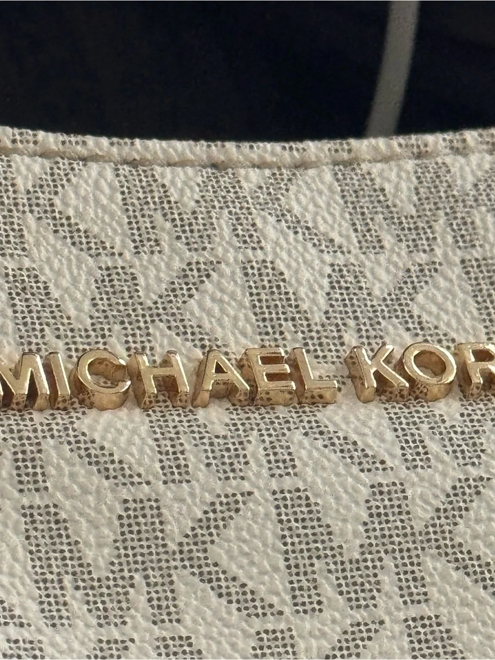 Michael Kors Jet Set Large Signature Logo Shoulder Bag Vanilla MK Logo Tote